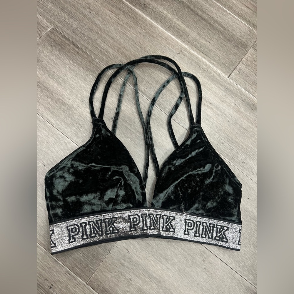 PINK Green‎ Velvet Sports Bra